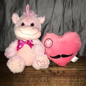 Pink Plush Unicorn with a Pink Plush Heart